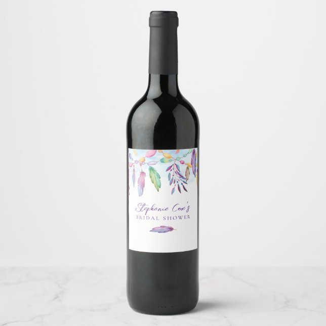 Étiquette Pour Bouteilles De Vin Fleurs Modernes  (Devant)