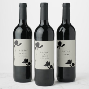 Étiquette Pour Bouteilles De Vin Fleurs modernes foncées personnalisées
