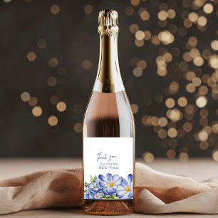 Étiquette Pour Bouteilles De Vin Floral Blue Chinoiserie Mariage nuptiale
