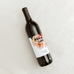 Étiquette Pour Bouteilles De Vin Floral coloré gras Étiquette de vin Mariage