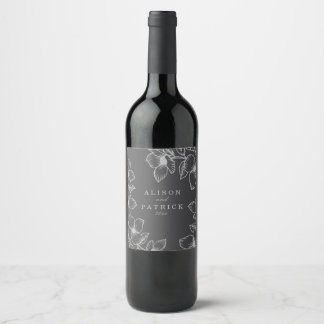 Étiquette Pour Bouteilles De Vin Floral gris