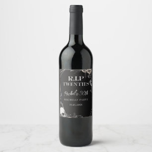 Étiquette Pour Bouteilles De Vin Floral Rip 20s 30e anniversaire fête