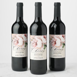 Étiquette Pour Bouteilles De Vin Floral rose pâle