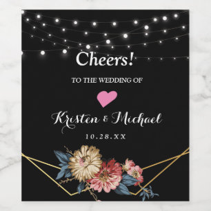 Étiquette Pour Bouteilles De Vin Floral Rustique Magnolia Éclairages à cordes
