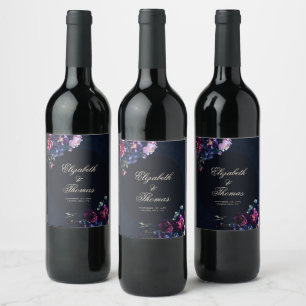 Étiquette Pour Bouteilles De Vin Foncé romantique Moody Florals gothique Noir Maria