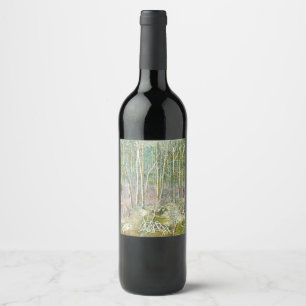 Étiquette Pour Bouteilles De Vin forêt d'hiver Aquarelle
