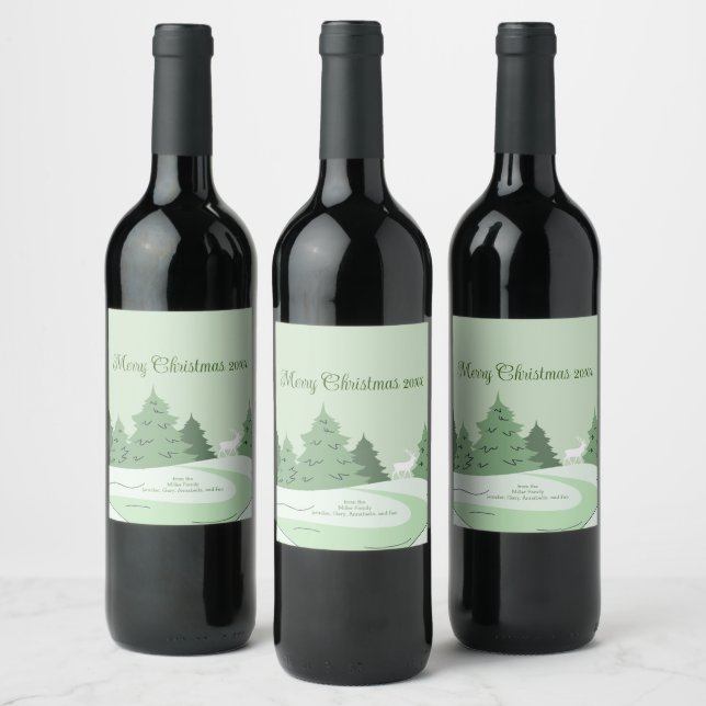 Étiquette Pour Bouteilles De Vin Forêt d'hiver moderne (Bouteilles)