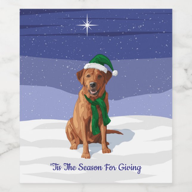Étiquette Pour Bouteilles De Vin Fox Red Labrador Retriever Chien de Noël (Étiquettes simples)