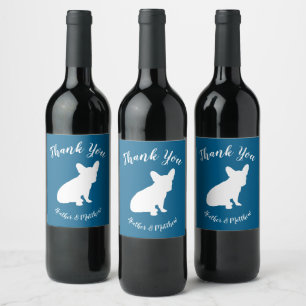 Étiquette Pour Bouteilles De Vin Français Baby shower Bulldog Français Frenchie Blu