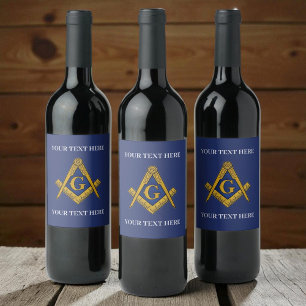 Étiquette Pour Bouteilles De Vin Freemason Carré et boussole maçonnerie maçonnique
