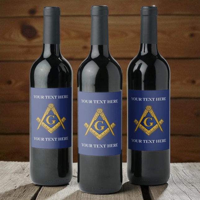 Étiquette Pour Bouteilles De Vin Freemason Carré et boussole maçonnerie maçonnique (Créateur téléchargé)
