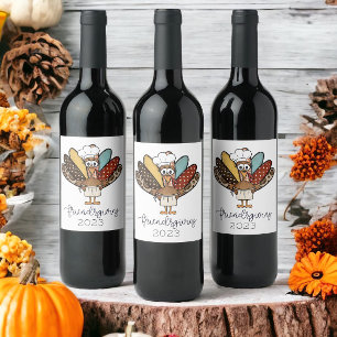 Étiquette Pour Bouteilles De Vin Friendsgiving Turquie année drôle