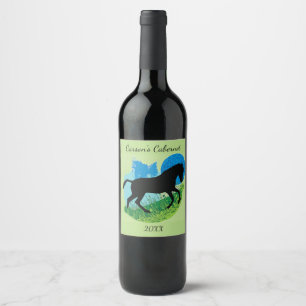 Étiquette Pour Bouteilles De Vin Frolicking Horse Design Vin Étiquette