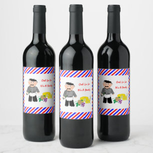 Étiquette Pour Bouteilles De Vin Fromage Et Vin Français Thème Amusant