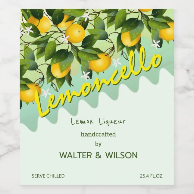 Étiquette Pour Bouteilles De Vin Fruit de citron moderne Lemoncello (Étiquettes simples)