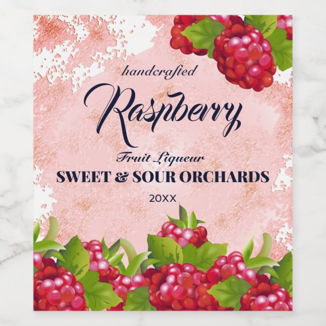 Étiquette Pour Bouteilles De Vin Fruit de framboise (Étiquettes simples)