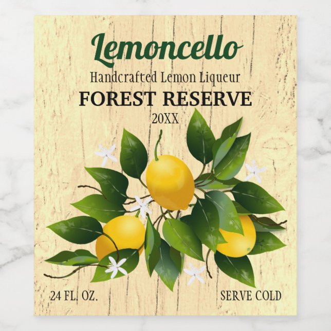 Étiquette Pour Bouteilles De Vin Fruit Lemoncello Lemon (Étiquettes simples)