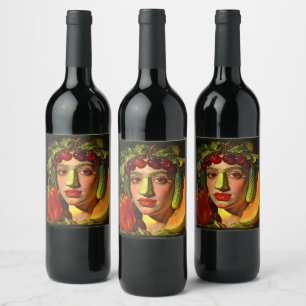 Étiquette Pour Bouteilles De Vin Fruits de l'expression – Un portrait surréaliste