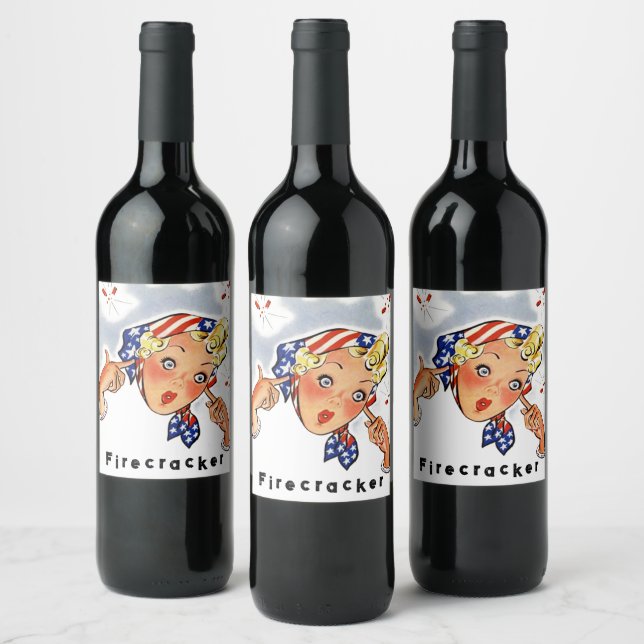 Étiquette Pour Bouteilles De Vin Fun 4 juillet Firecracker (Bouteilles)