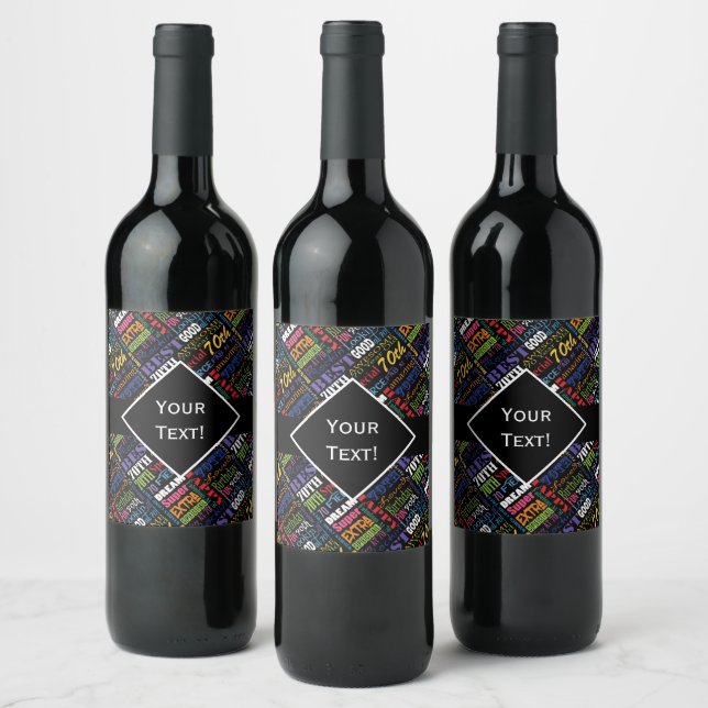 Étiquette Pour Bouteilles De Vin Fun 70th Birthday Party monogram (Bouteilles)