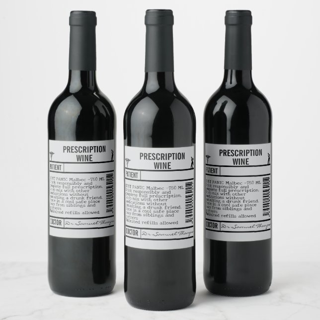 Étiquette Pour Bouteilles De Vin FUN editable grey Wine Labels for WINE (Bouteilles)