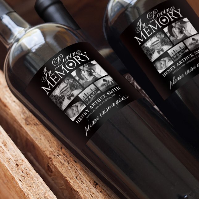 Étiquette Pour Bouteilles De Vin Funérailles commémoratives | Levez un souvenir de  (Créateur téléchargé)