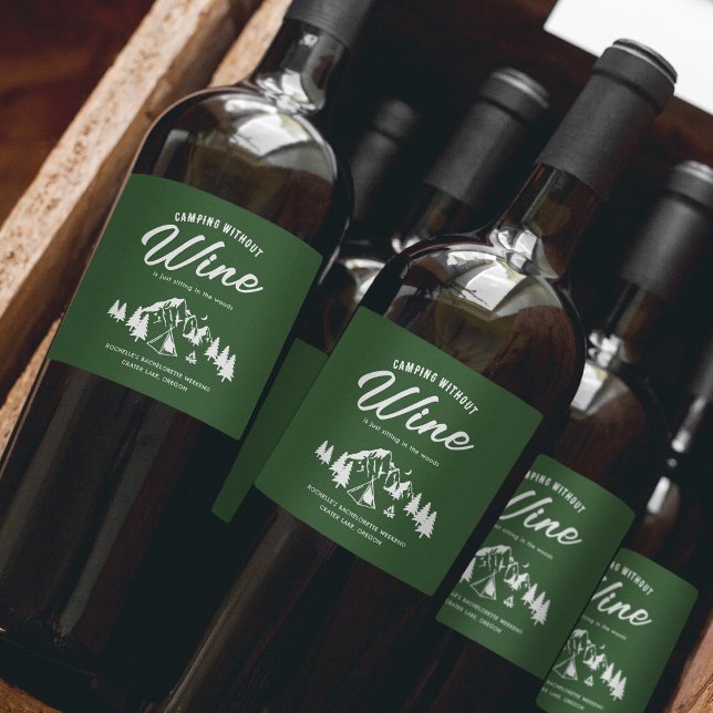 Étiquette Pour Bouteilles De Vin Funny Camping Bachelorette (Créateur téléchargé)