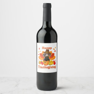 Étiquette Pour Bouteilles De Vin Funny Dachshund Chien Thanksgiving Automne Automne