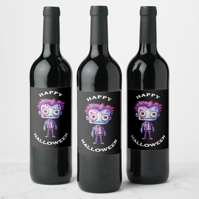 Étiquette Pour Bouteilles De Vin Funny Frankenstein Monster Happy Halloween (Bouteilles)