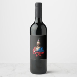 Étiquette Pour Bouteilles De Vin Funny Noël Jésus Enfant d'anniversaire