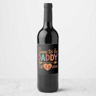 Étiquette Pour Bouteilles De Vin Futur Papa 2026 Annonce de Grossesse en Cours