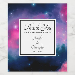 Étiquette Pour Bouteilles De Vin Galaxie rose et bleu Nebula & Etoiles Mariage Abst