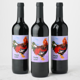 Étiquette Pour Bouteilles De Vin gallinacé mâle, coq Personnalisé
