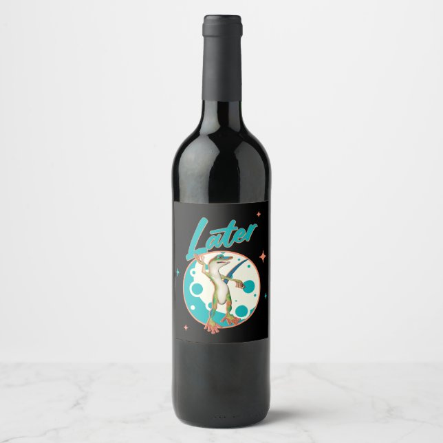 Étiquette Pour Bouteilles De Vin Gecko drôle plus tard (Devant)