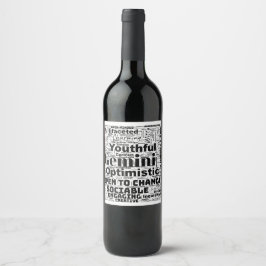 Étiquette Pour Bouteilles De Vin Gemini Zodiac Mot Cloud Inspiration