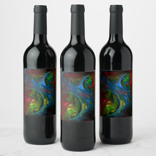 Étiquette Pour Bouteilles De Vin Genèse Bleu Art Abstrait (Bouteilles)