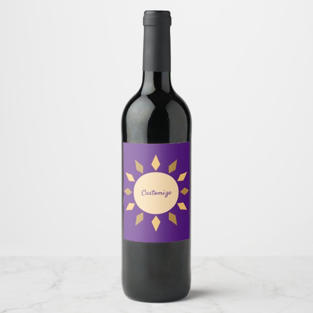 Étiquette Pour Bouteilles De Vin Geometric Sun Circle Thunder_Cove (Devant)
