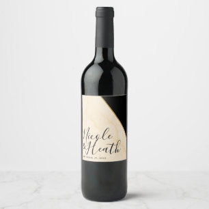 Étiquette Pour Bouteilles De Vin Géométrie Dorée Luxe Ivoire & Mariage Marbre Or