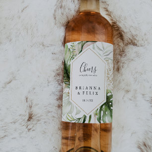 Étiquette Pour Bouteilles De Vin Géométrique Gold Tropical Greenerife Mariage