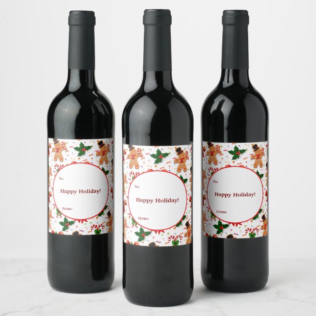 Étiquette Pour Bouteilles De Vin Gingerbread Christmas Candy Ribbon (Bouteilles)