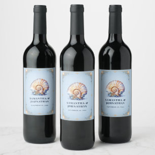 Étiquette Pour Bouteilles De Vin Glacière DIY plage coquillages de luxe nom