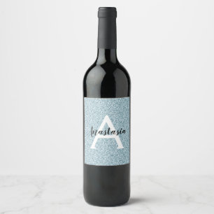 Étiquette Pour Bouteilles De Vin Glam Blue Silver Parties scintillant Sparkings Nom