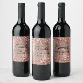 Étiquette Pour Bouteilles De Vin Glittery Rose Gold Foil 75e anniversaire