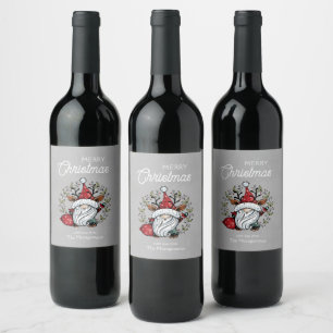 Étiquette Pour Bouteilles De Vin Gnome de Noël fantastique