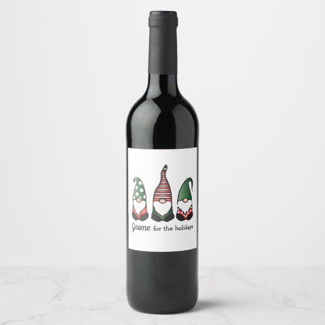 Étiquette Pour Bouteilles De Vin Gnome pour les Holidays (Devant)