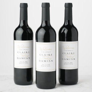 Étiquette Pour Bouteilles De Vin Gold Black Simple Elegance Romantique Script Maria