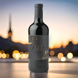 Étiquette Pour Bouteilles De Vin Gold Leaf 60th Anniversary Years of Love ID1169
