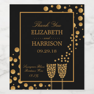 Étiquette Pour Bouteilles De Vin Gold Sparking Wine Bubbles