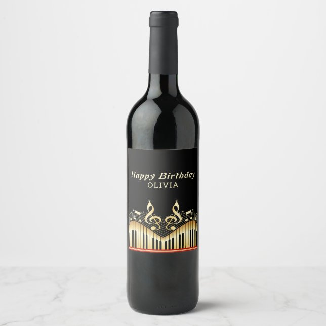 Étiquette Pour Bouteilles De Vin Gold Treble Clef (Devant)