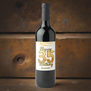 Étiquette Pour Bouteilles De Vin Golden 35th Birthday Celebration